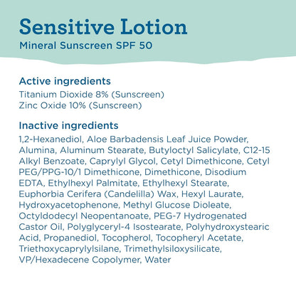 Blue Lizard Sensitive SPF 50+ Mineral Sunscreen, Water Resistant, 3 oz, Fragrance Free for Sensitive Skin