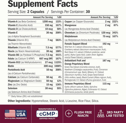 Multivitamin for Women with Methylated Vitamins and Chelated Minerals for Energy, Focus and Immune Health – Premium Daily Womens Multivitamins & Multiminerals – 60 Capsules