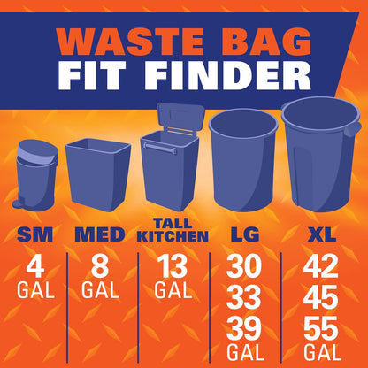 Hefty Easy Flaps Multipurpose Large Trash Bags, 30 Gallon, 40 Count