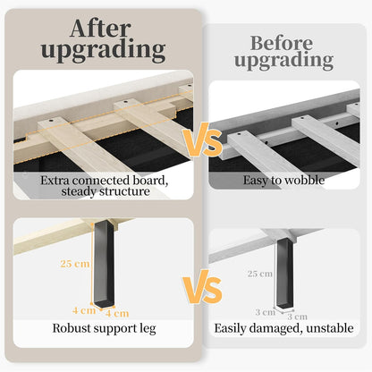Yaheetech Queen Bed Frame Upholstered Platform Bed with Wing Side/Wooden Slat Support/Tufted Headboard with Wing Side/Mattress Foundation/No Box Spring Needed,Beige Queen Bed