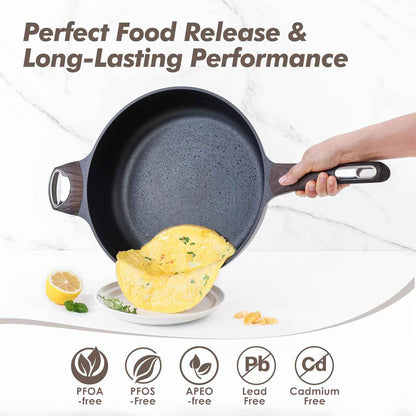 SENSARTE Nonstick Frying Pan Skillet with Lid, 12 Inch Large Deep Frying Pan, 5 Qt Non Stick Saute Pan with Cover, Induction Pan, Healthy Non Toxic Cooking Pan with Helper Handle, PFOA PFOS Free