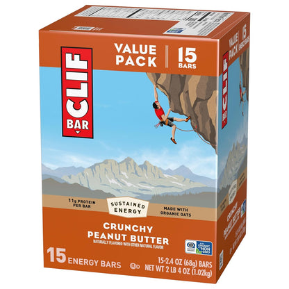 Crunchy Peanut Butter Energy Protein Bars - Made with Organic Oats, Non-GMO - 15 Pack