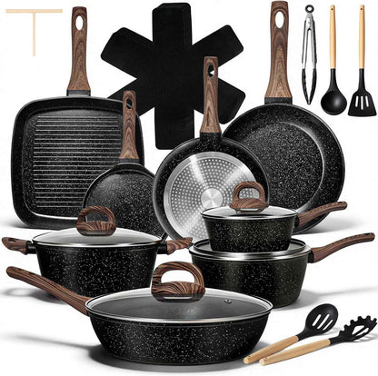 EWFEN 25 Pcs Nonstick Ceramic Cookware Sets, Healthy Non-Toxic, Induction Compatible, Cooking Set