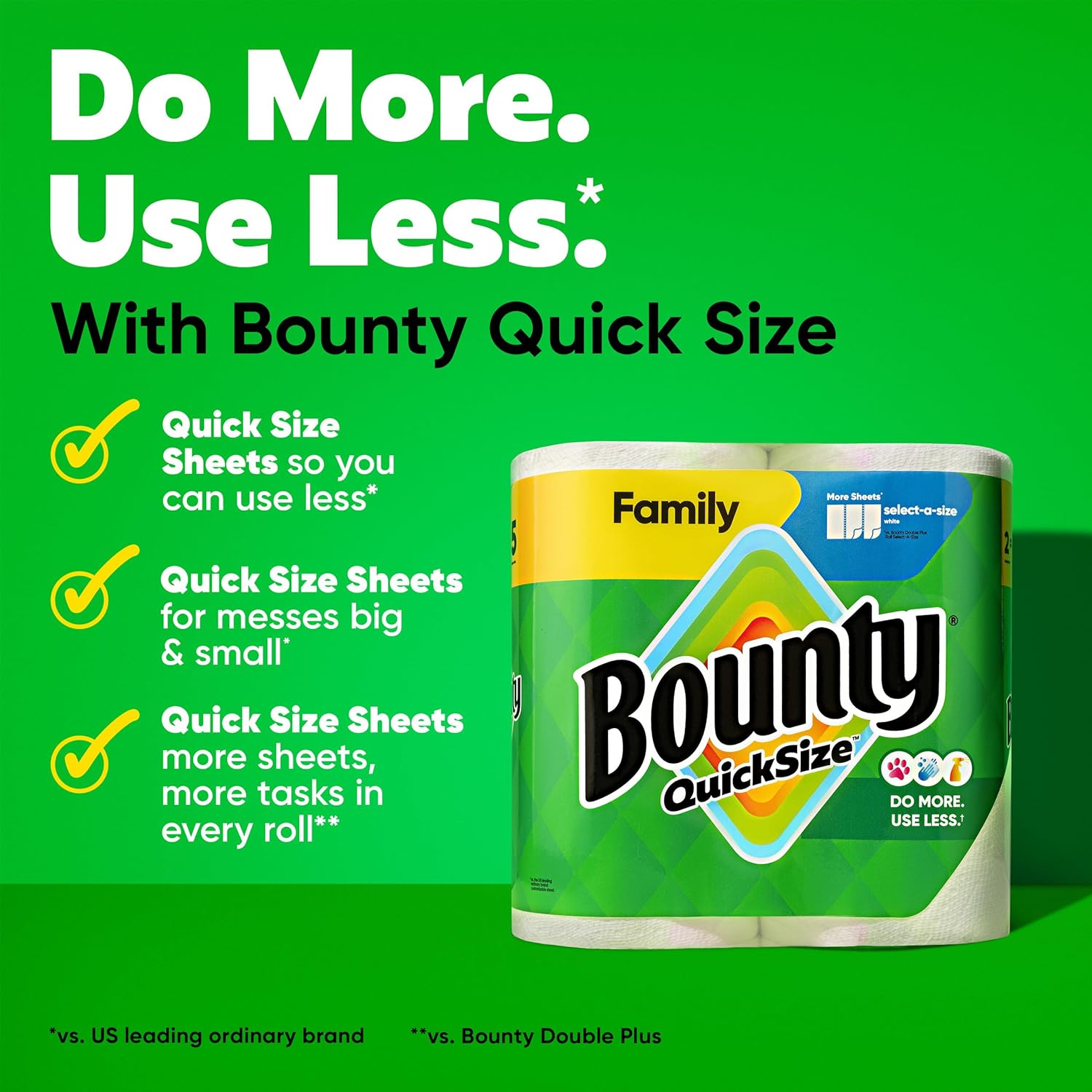 Bounty Quick Size Paper Towels, White, 8 Family Rolls = 20 Regular Rolls - Zynora