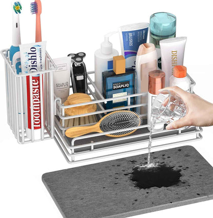 Yofidra Kitchen Sink Caddy: Sink Sponge with Instant Drying Stone, Metal Stainless Steel Dish Sponge Holder Basket for Sponges, Scrubbers, Soap, 9.5" X 5.5" X 5.7" Home Decor Storage and Organization