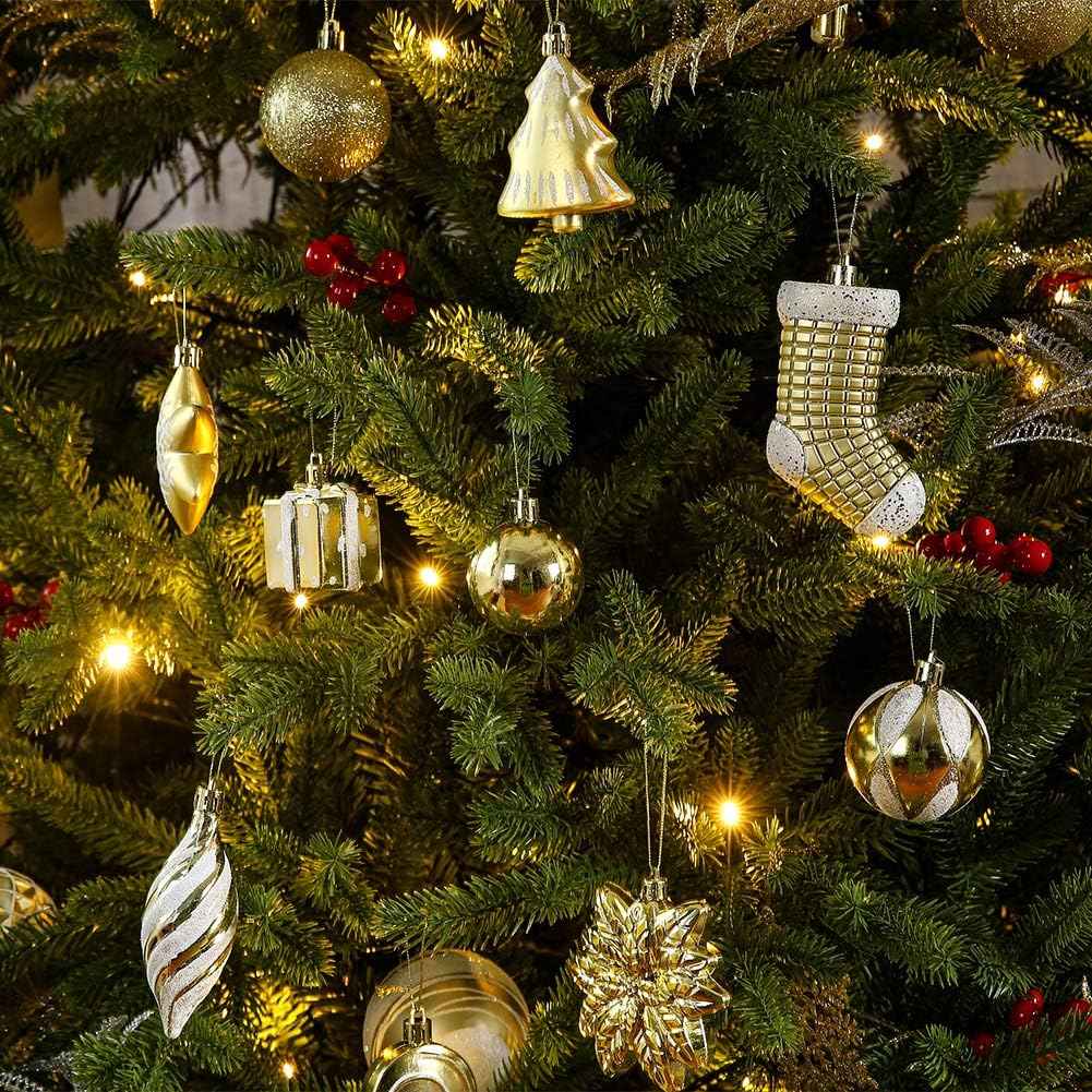Sattiyrch 76ct Christmas Tree Ornaments Set,Golden Shatterproof Christmas Balls Decorations,Xmas Decorative Hanging Ornaments(Golden)
