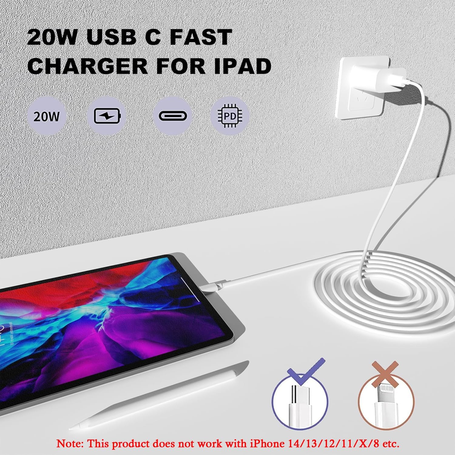 iPhone 17 16 15 Charger Fast Charging,20W Apple iPad USB C Fast Charger,2Pack 6ft USB C Wall Charger Block for iPhone 17/Pro/Pro Max/17 Air/ 16/16 Pro/16 Pro Max/15/Plus/Pro/Pro Max, iPad Pro/Mini - Zynora