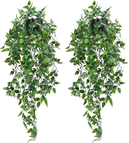 Whonline Fake Hanging Plants, Artificial Small Potted Plants for Indoor Outdoor Aesthetic Office Living Room Shelf Decor (1 Pack)