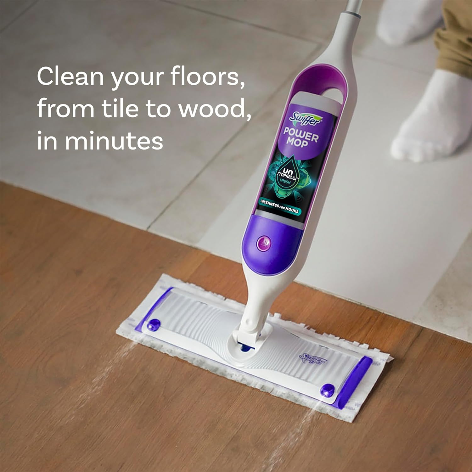 Swiffer PowerMop Floor Cleaning Solution with Unstopables Fresh Scent, PowerMop Refills, Floor Cleaner for Mopping, 25.3 fl oz, 2 Pack - Zynora