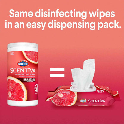 Clorox Scentiva Disinfecting Wipes, Grapefruit and Orange Blossom, 75 Ct., Pack of 3