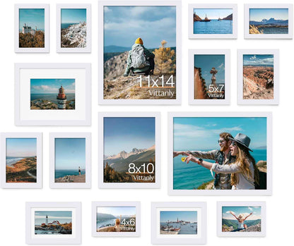 Vittanly 10 Pack Picture Frames Collage Wall Decor, Gallery Wall Frame Set for Wall or Tabletop Display, Engineered Wood and Shatter-resistant Plexiglass, Multi Sizes with 8x10, 5x7, 4x6 Frames, Black
