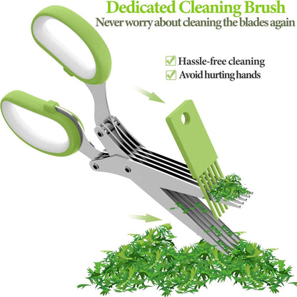 2025 Upgraded Herb Scissors, Effortless Herb Shears Cutter Tool with Sharp Stainless Steel Blades for Fresh Herbs, Must-Have Kitchen & Cooking Gadget, Green