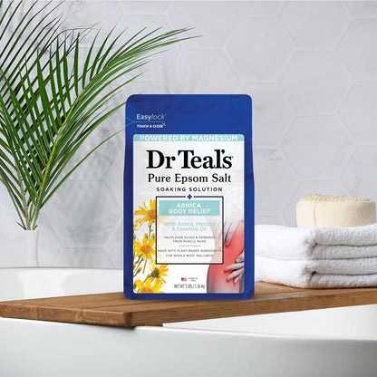 dr teals arnica body relief epsom salt soak 3 lbs magnesium pain relief bath