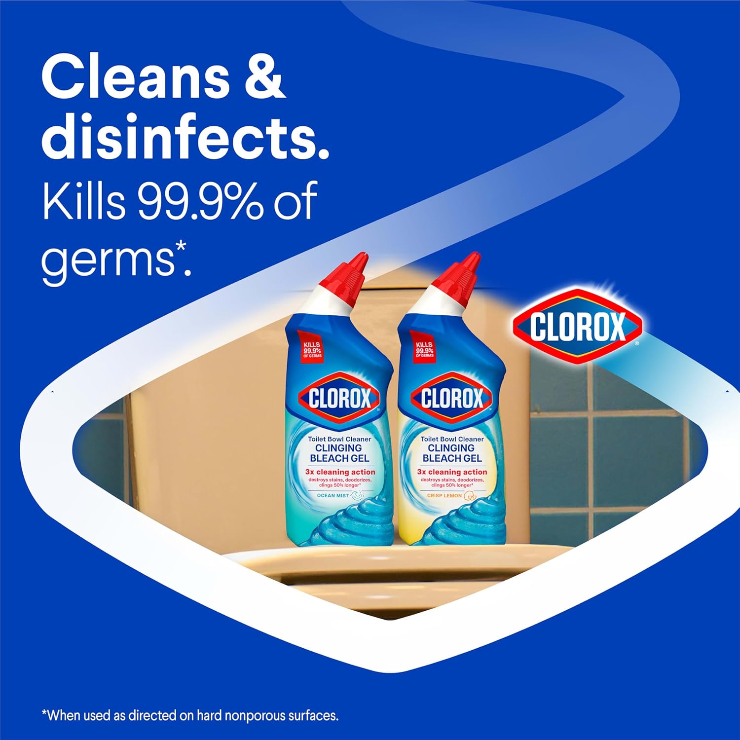 CLOROX Toilet Bowl Cleaner Clinging Bleach Gel, Ocean Mist, 24 Fl Oz, Pack of 2 (Package May Vary) - Zynora