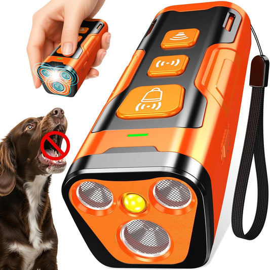 Dog Bark Deterrent Device, 3X Ultrasonic Anti Barking, 6 Training Modes 23 FT Range Barks No More Indoors Outdoors Behavior Correct Safe & Humane Rechargeable Compact Bark Control for Dogs