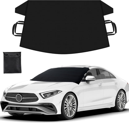 EcoNour Windshield Cover for Ice and Snow - Universal Fit for Car, SUV, Truck, Heavy Duty 600D Oxford Fabric Frost Protector for Ice & Sleet, Includes Anti-Theft Straps, Medium (69"x42")