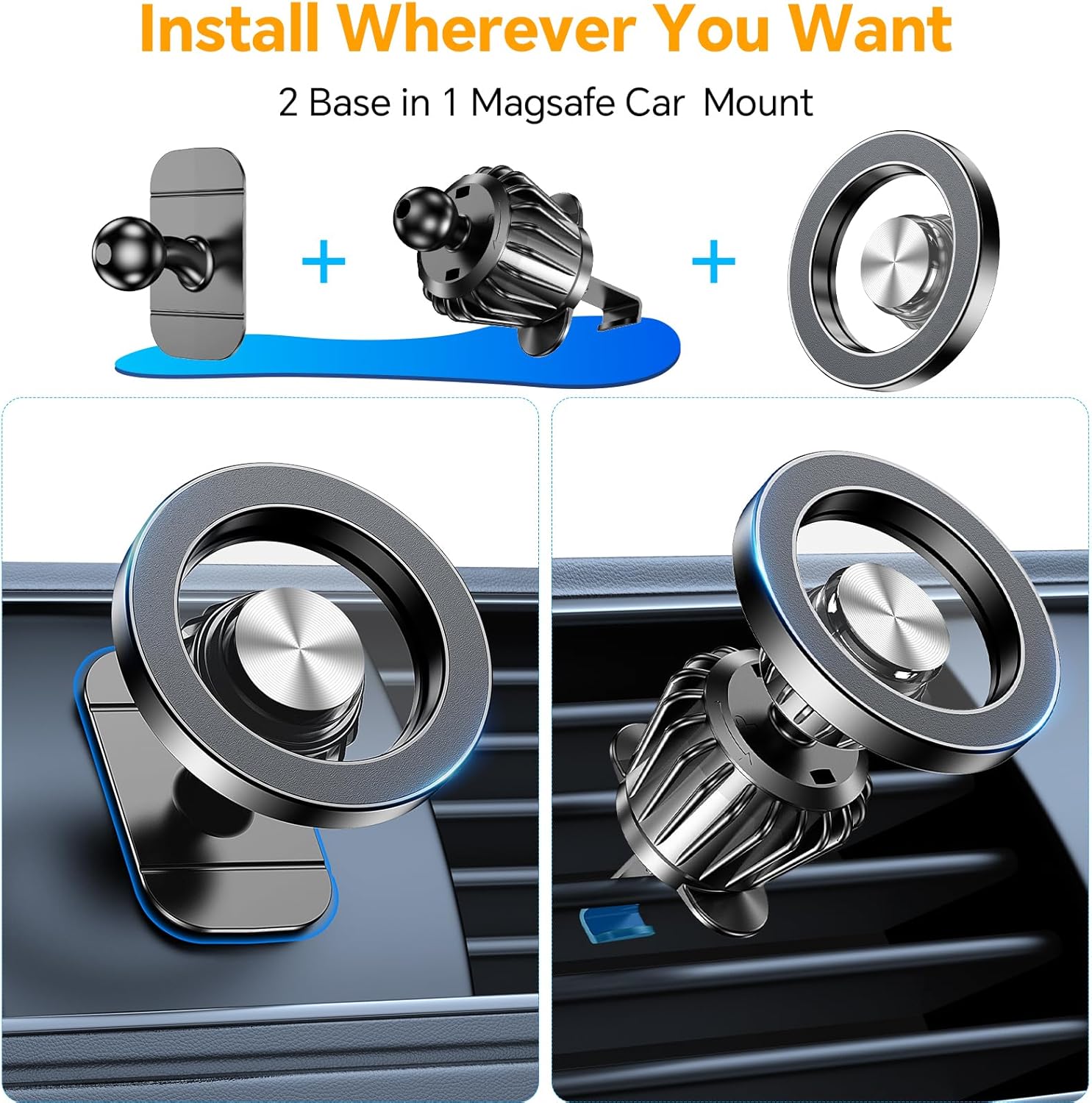 Kaistyle for Magsafe Car Mount‹ې20 Strong Magnets‹ÛÔMagnetic Phone Holder for Car Phone Holder Mount Dash Mounted Holders Cell Phone Holders for Your Car Accessories for Women Men for iPhone 17 16 15 14 - Zynora