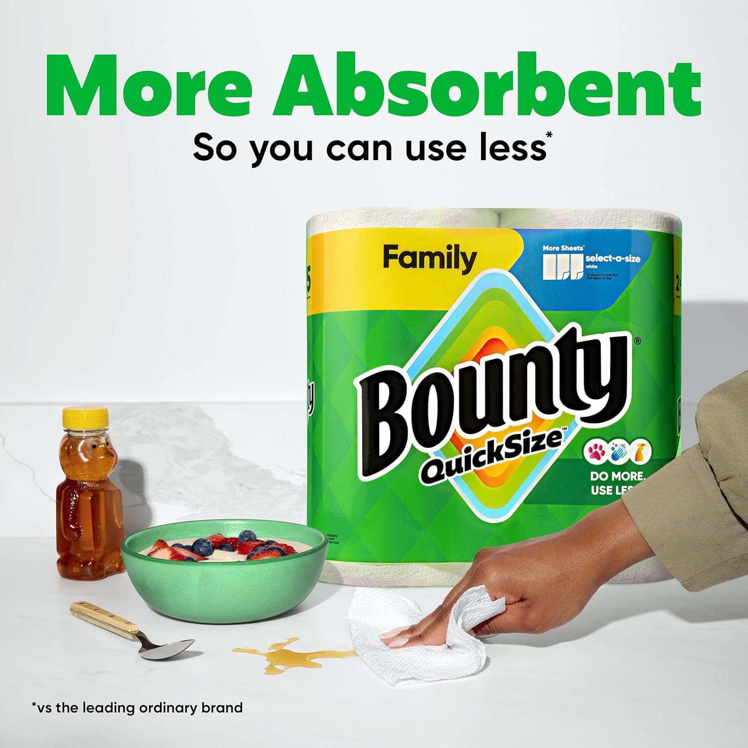 Bounty Quick Size Paper Towels, White, 8 Family Rolls = 20 Regular Rolls - Zynora