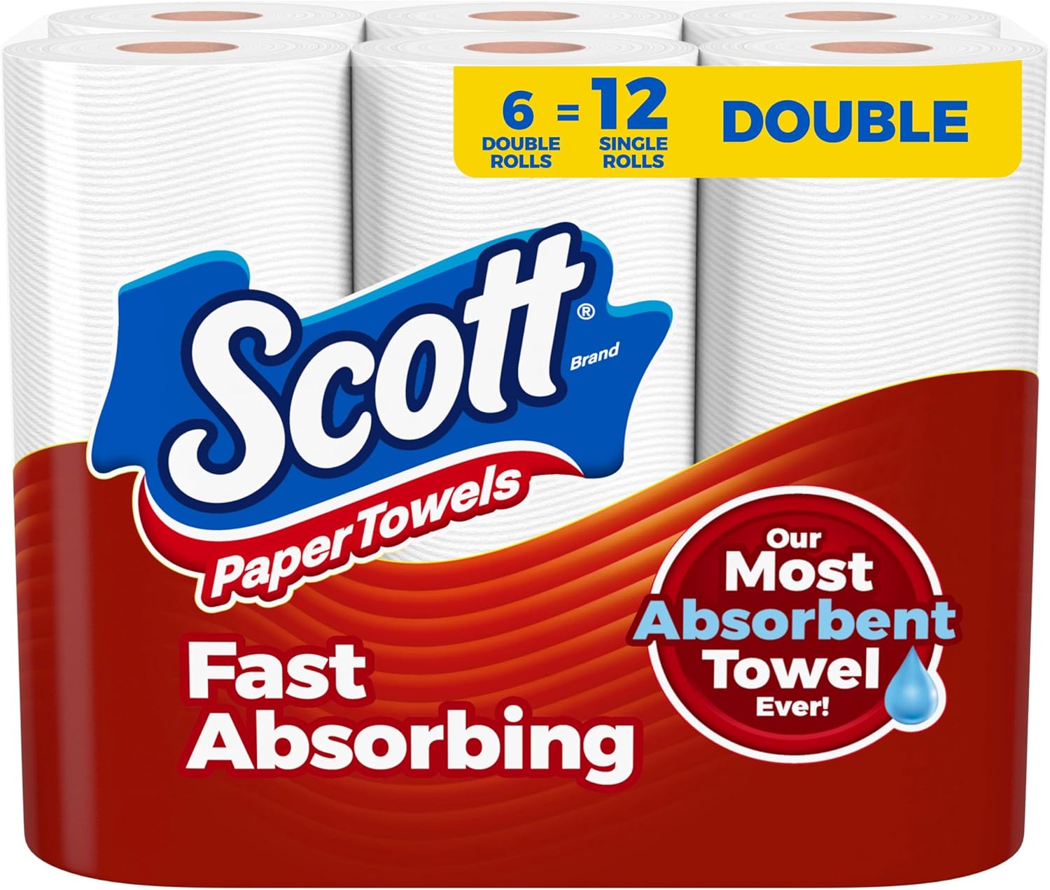 Scott Paper Towels, Choose-A-Sheet, 6 Double Rolls = 12 Regular Rolls (108 Sheets Per Roll) - Zynora