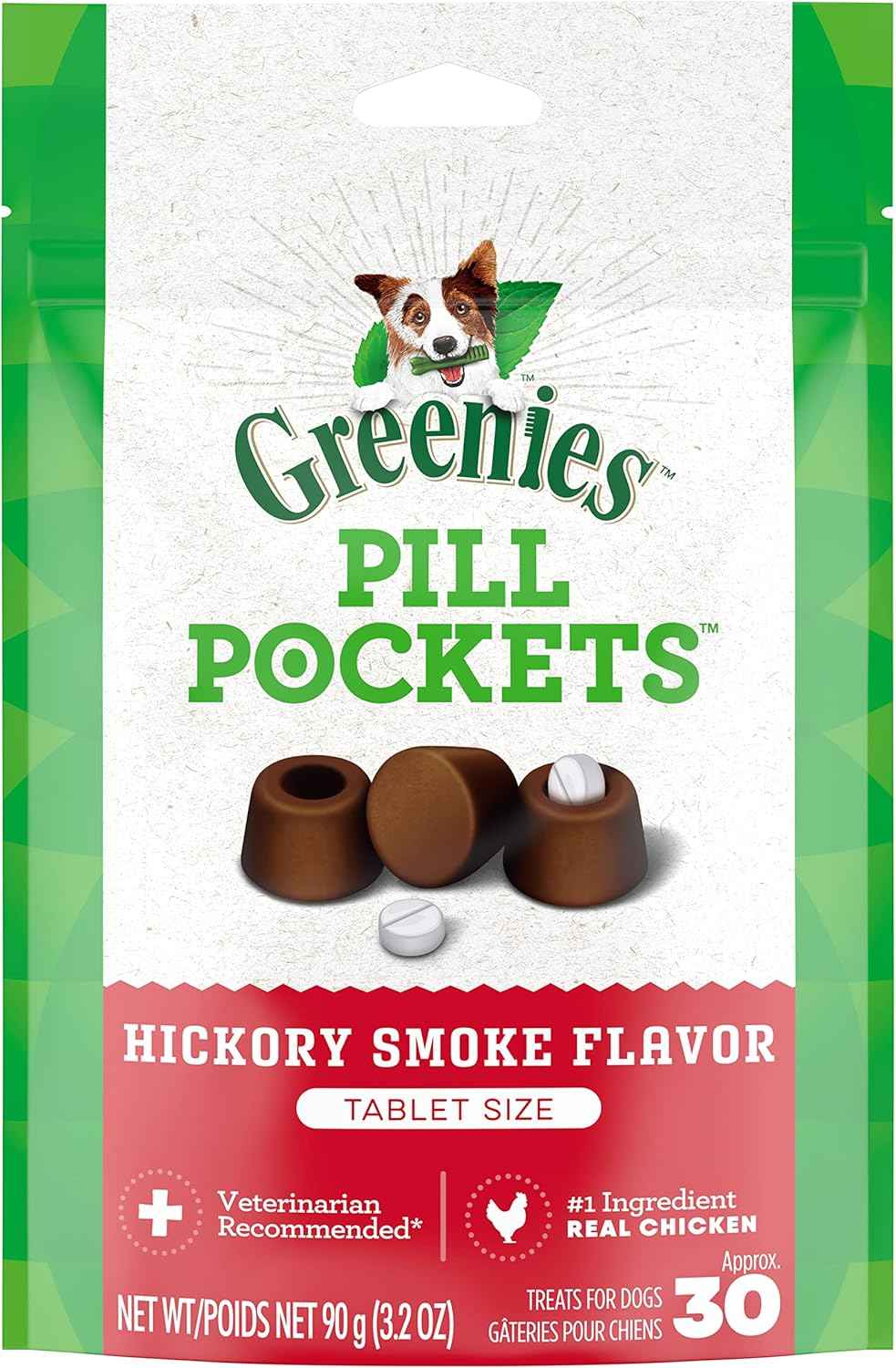 Greenies Pill Pockets for Dogs Large Size, Soft Dog Treats, Chicken Flavor, 15.8 oz. Pouch (60 Treats)