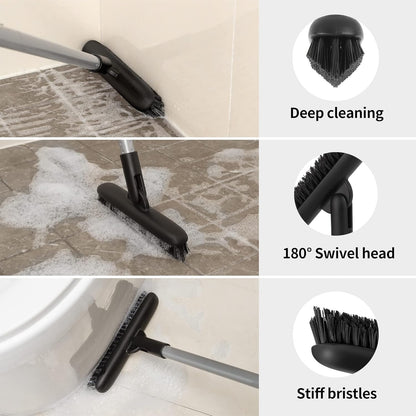 MR.SIGA Heavy Duty Grout Scrub Brush with Long Handle, Shower Floor Scrubber for Cleaning, Tile Scrub Brush with Stiff Bristles