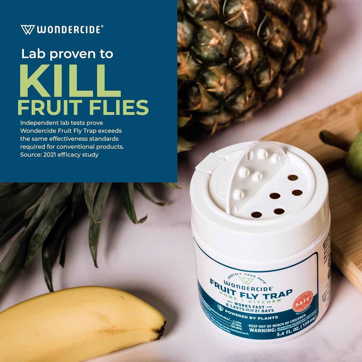 Wondercide - Fruit Fly Traps for Indoors - Fruit Fly Killer - Pet and People Safe - Made in USA & Plant Based - 5.4 oz - 2 Pack