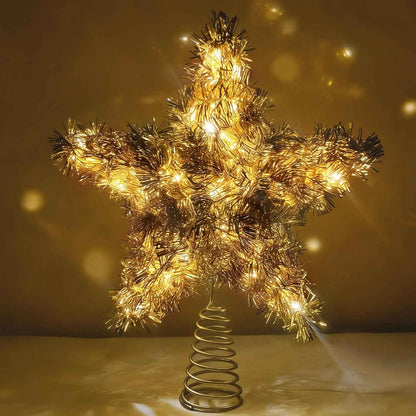 Christmas Tree Topper Farmhouse Christmas Decor Christmas Tree Decorations Rattan Natural Christmas Tree Star with 10 Warm LED Lights for Rustic Christmas Ornaments Holiday Seasonal Decoration 10 Inch