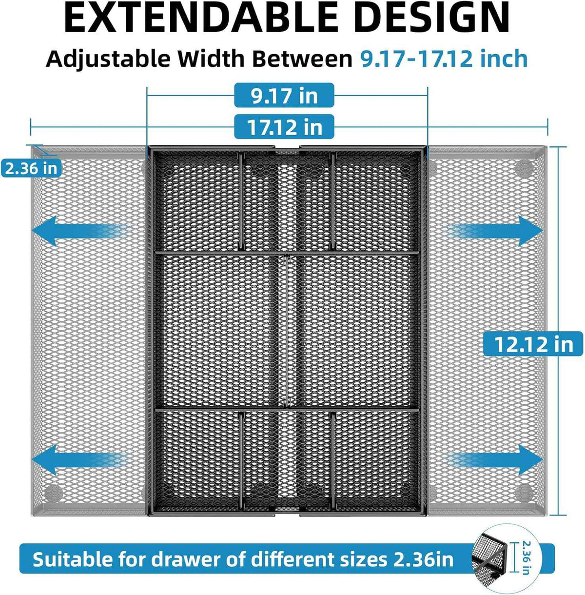 marbrasse expandable desk drawer organizer with 10 adjustable black compartments perfect for office supplies