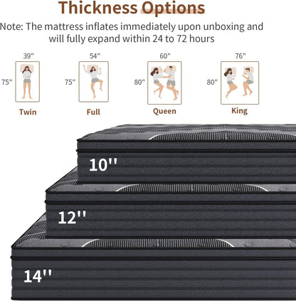 Queen Mattress, 12 Inch Hybrid Mattress in a Box, Medium Firm,Memory Foam and Individual Pocket Springs for Pressure Relief, CertiPUR-US Certified