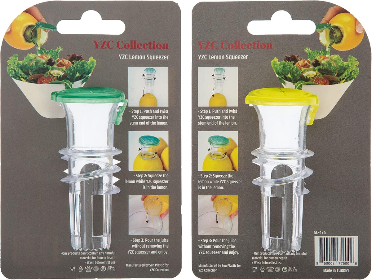 YZC Lemon Squeezer – 2-Pack Lemon-Juicer – BPA-Free Plastic Lime Juicer– Compact Juice Extractor Citrus Press with Lid – Squeeze Lime for Cocktails, Drinks