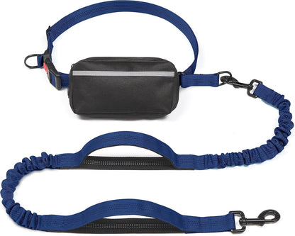 iYoShop hands-free dog leash with zipper pouch and dual padded handles for medium and large dogs (large, 25-120 lbs, black)