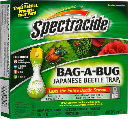 Spectracide Bag-A-Bug Japanese Beetle Trap 2, Traps Japanese Beetles, Protects Your Yard, 2 Count