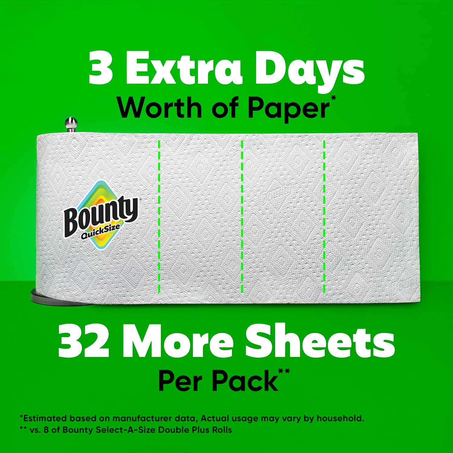 Bounty Quick Size Paper Towels, White, 8 Family Rolls = 20 Regular Rolls - Zynora