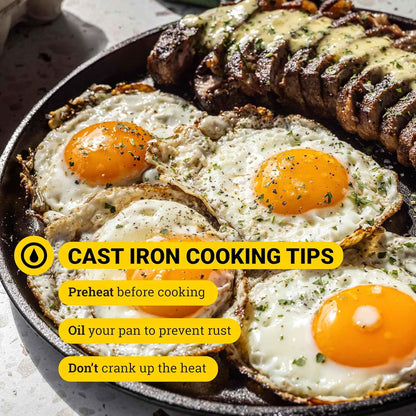 Lodge L9OG3 Cast Iron Round Griddle, Pre-Seasoned, 10.5-inch - Made in USA, Compatible with Stovetop, Oven, Grill & Campfire