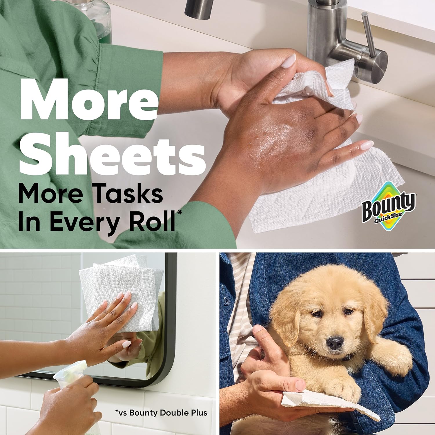 Bounty Quick Size Paper Towels, White, 8 Family Rolls = 20 Regular Rolls - Zynora