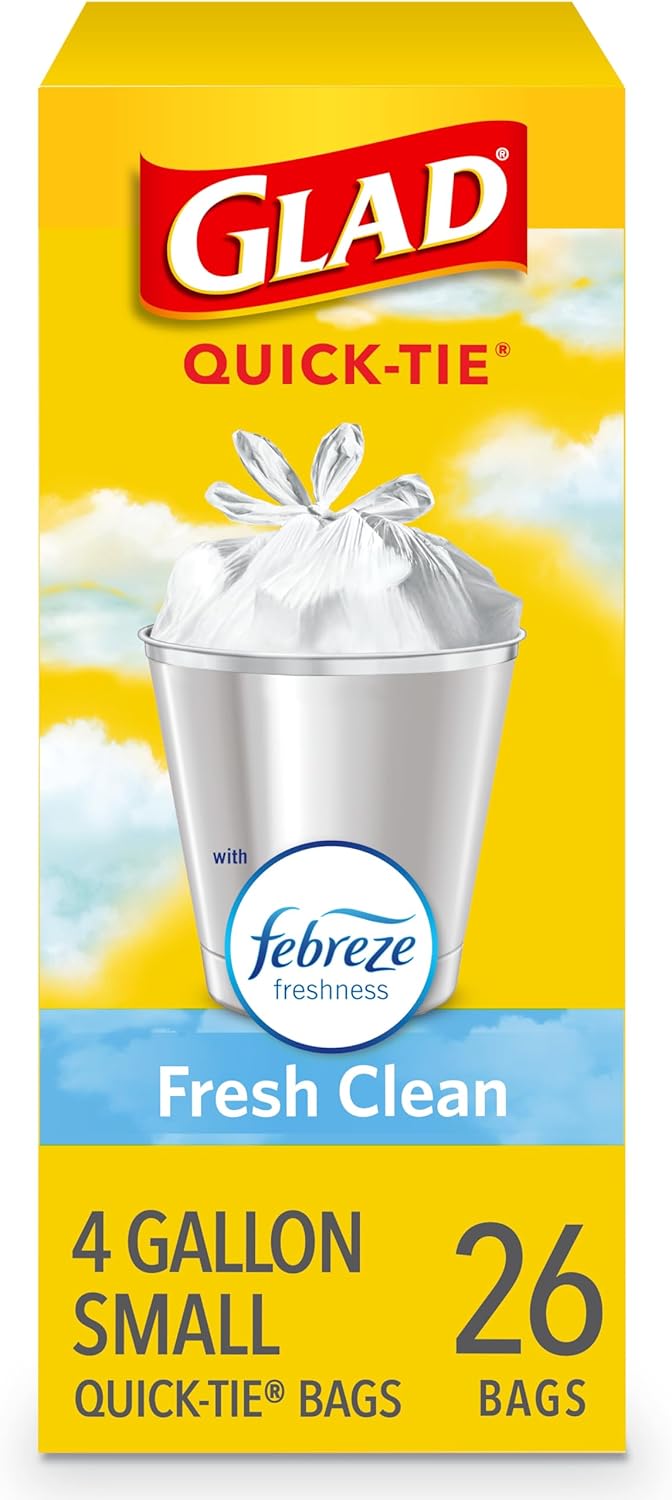 Glad Small Trash Bags 4 Gallon, Febreze Fresh Clean Garbage Bags - Zynora