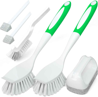 Holikme 6-Pack Kitchen Cleaning Brush Set in Green for Dishes, Sink and Tile Cleaning