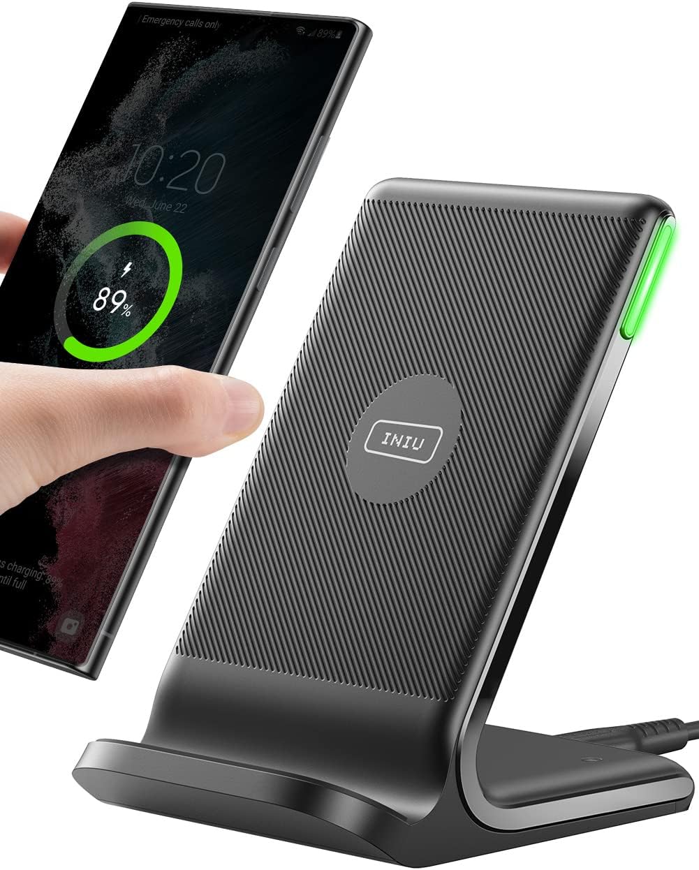 INIU 15W Fast Qi Certified Wireless Charger Pad with Adaptive Sleep Friendly LED