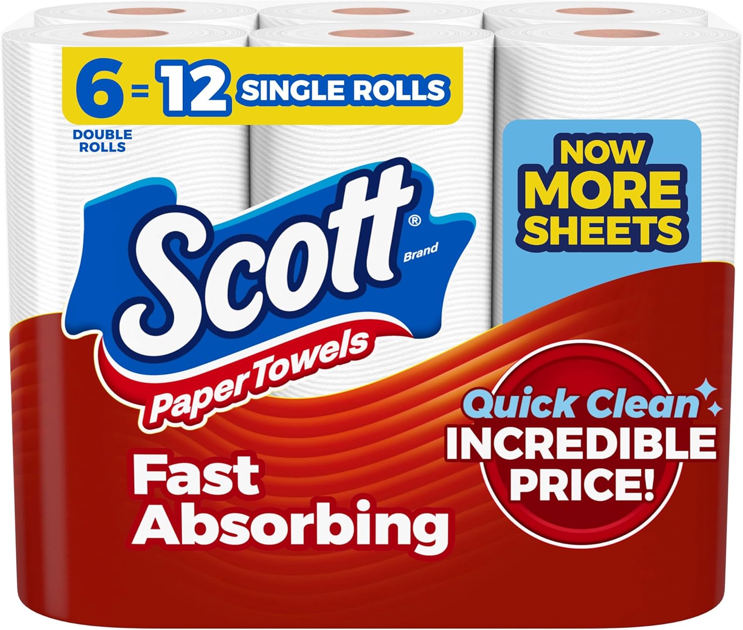 Scott Paper Towels, Choose-A-Sheet, 6 Double Rolls - Zynora